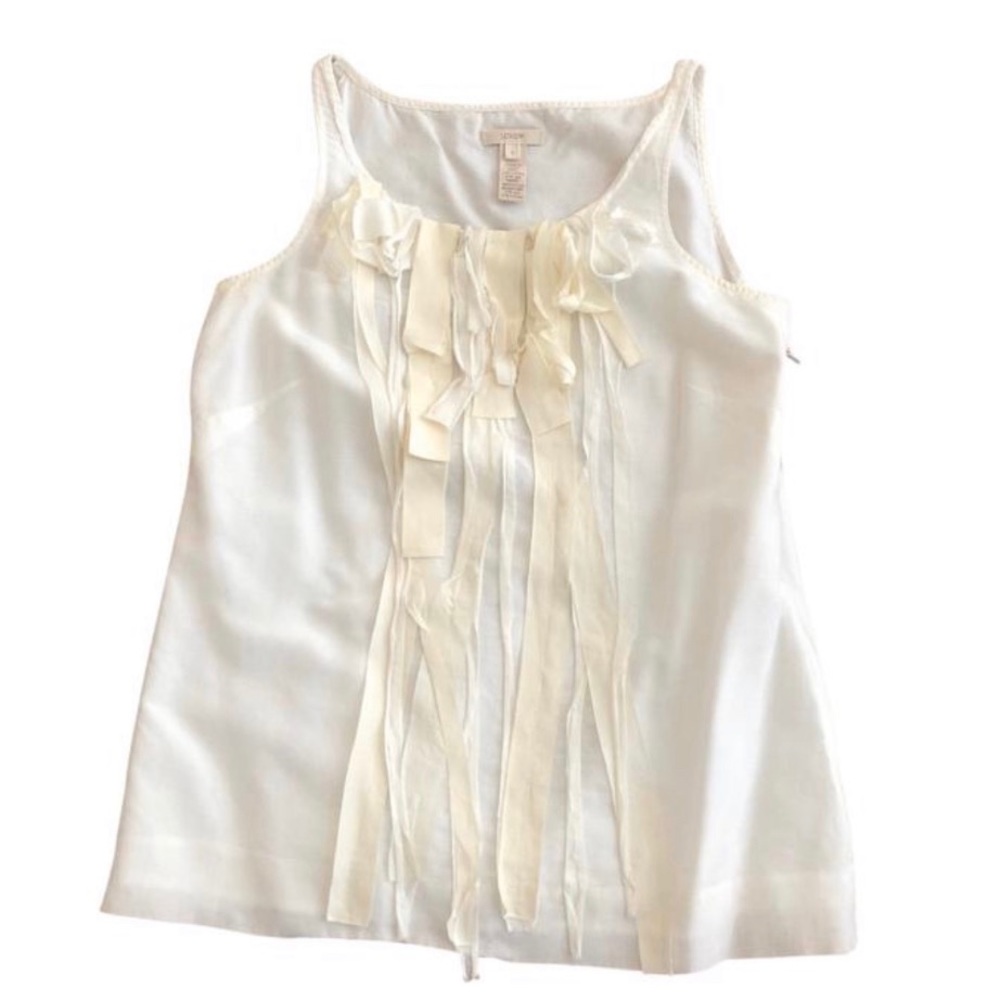 J. Crew White Ruffle Tank Sleeveless Blouse 0